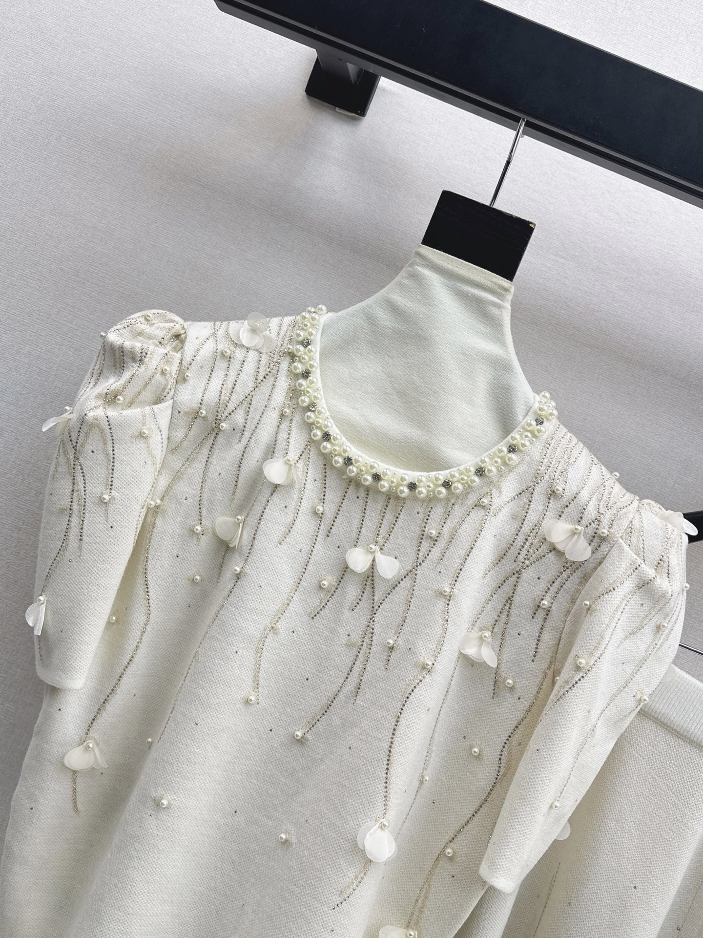 Chan 26fw rhinestone knitwear skirt sets