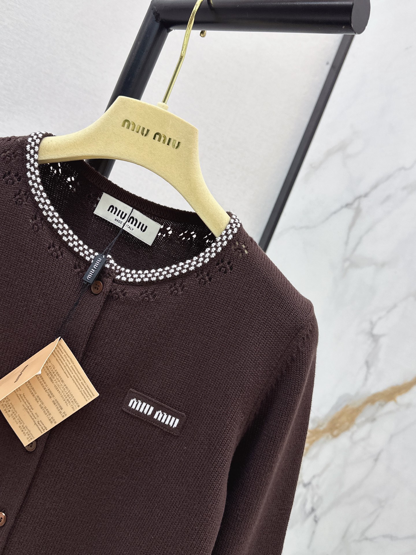 Miu 26ss rhinestone knit cardigan