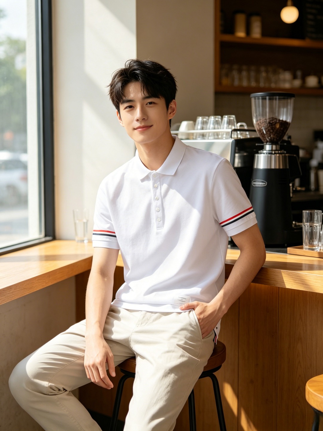 Thom contrast stripe Polo