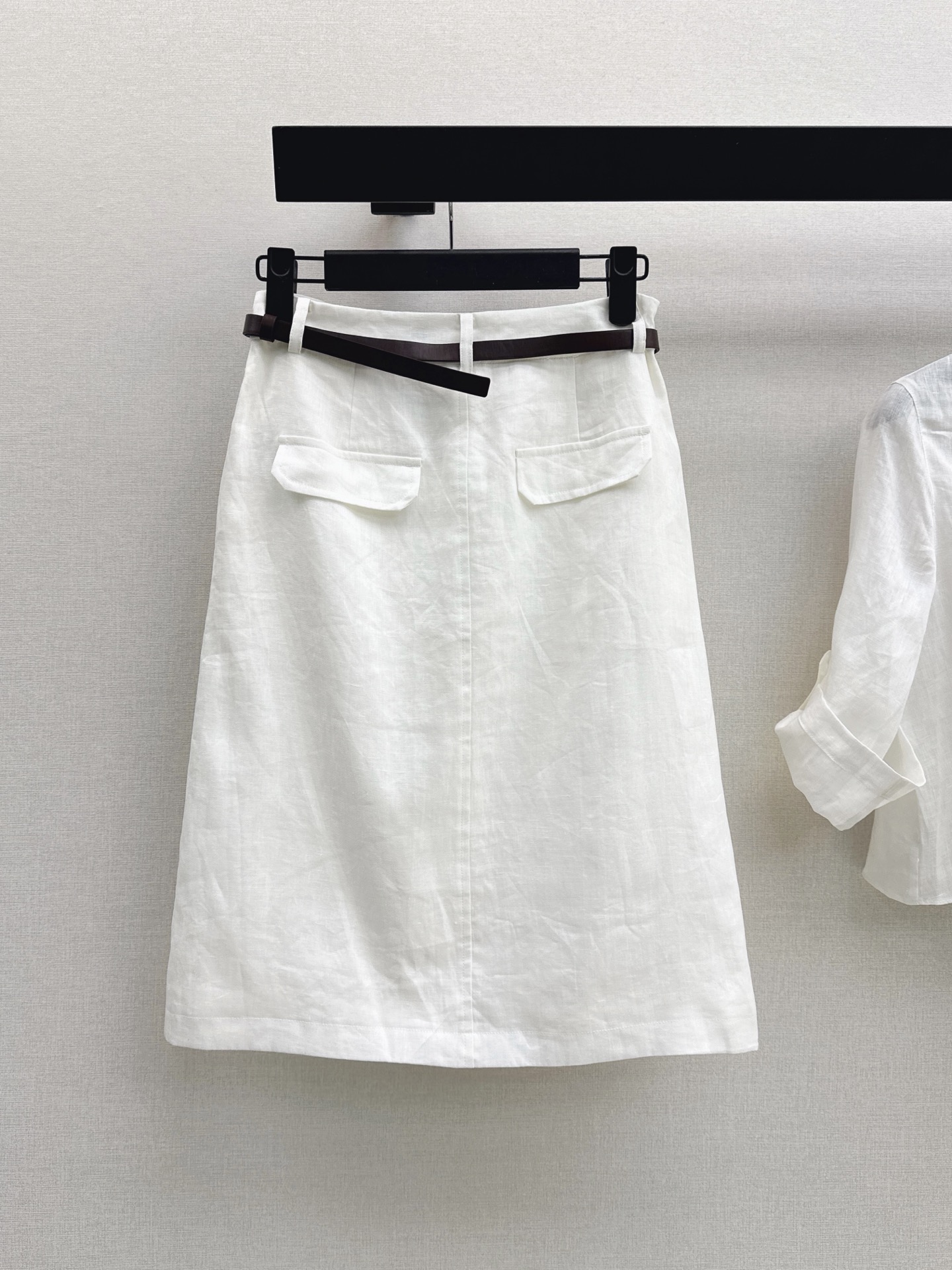 Pra 26ss linen belted skirt