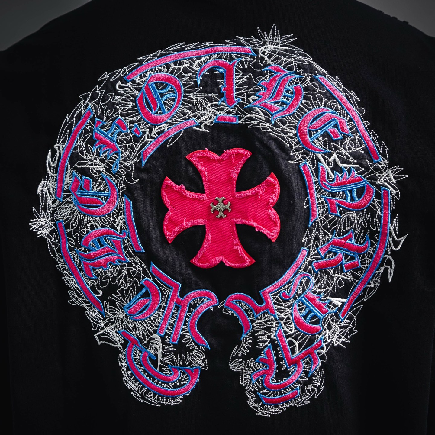 Chrome cross applique t-shirt