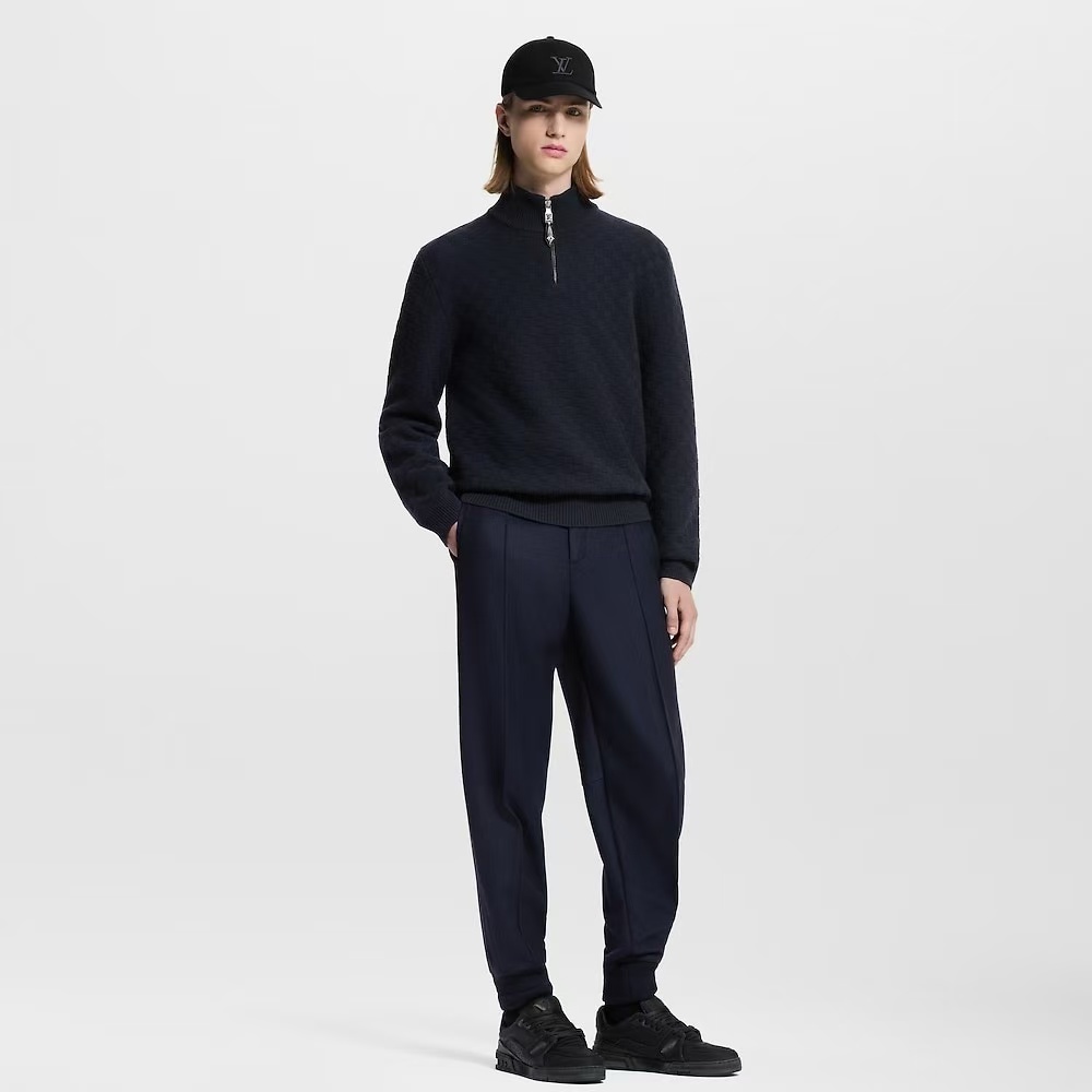 Louis checkerboard half-zip sweate