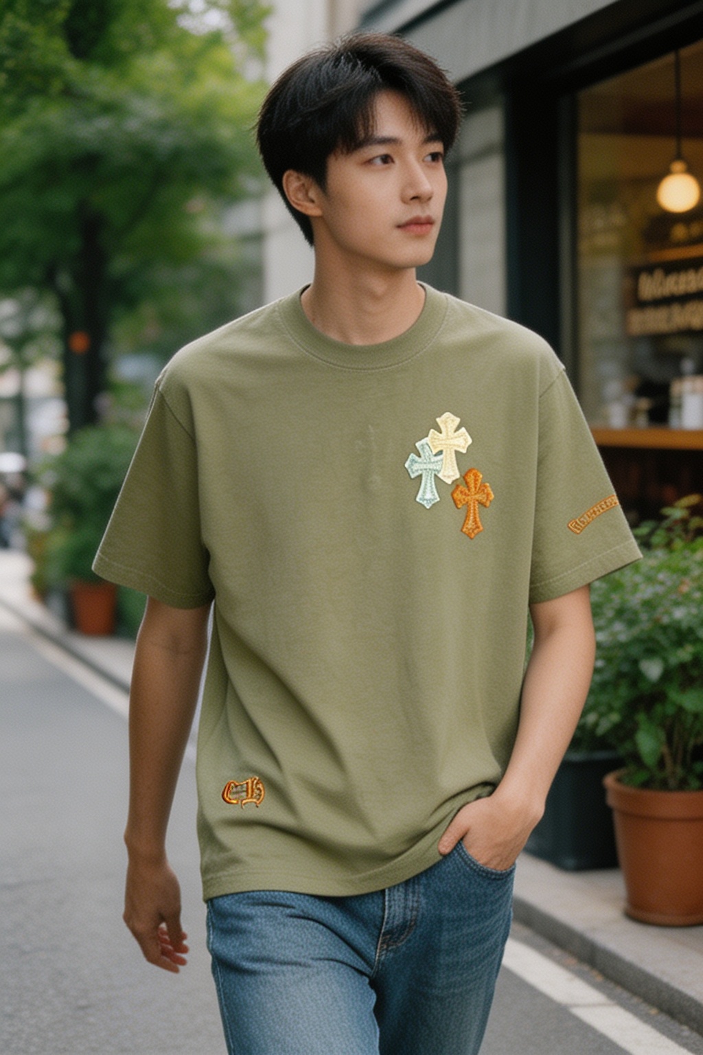 Chrome cross patch t-shirt
