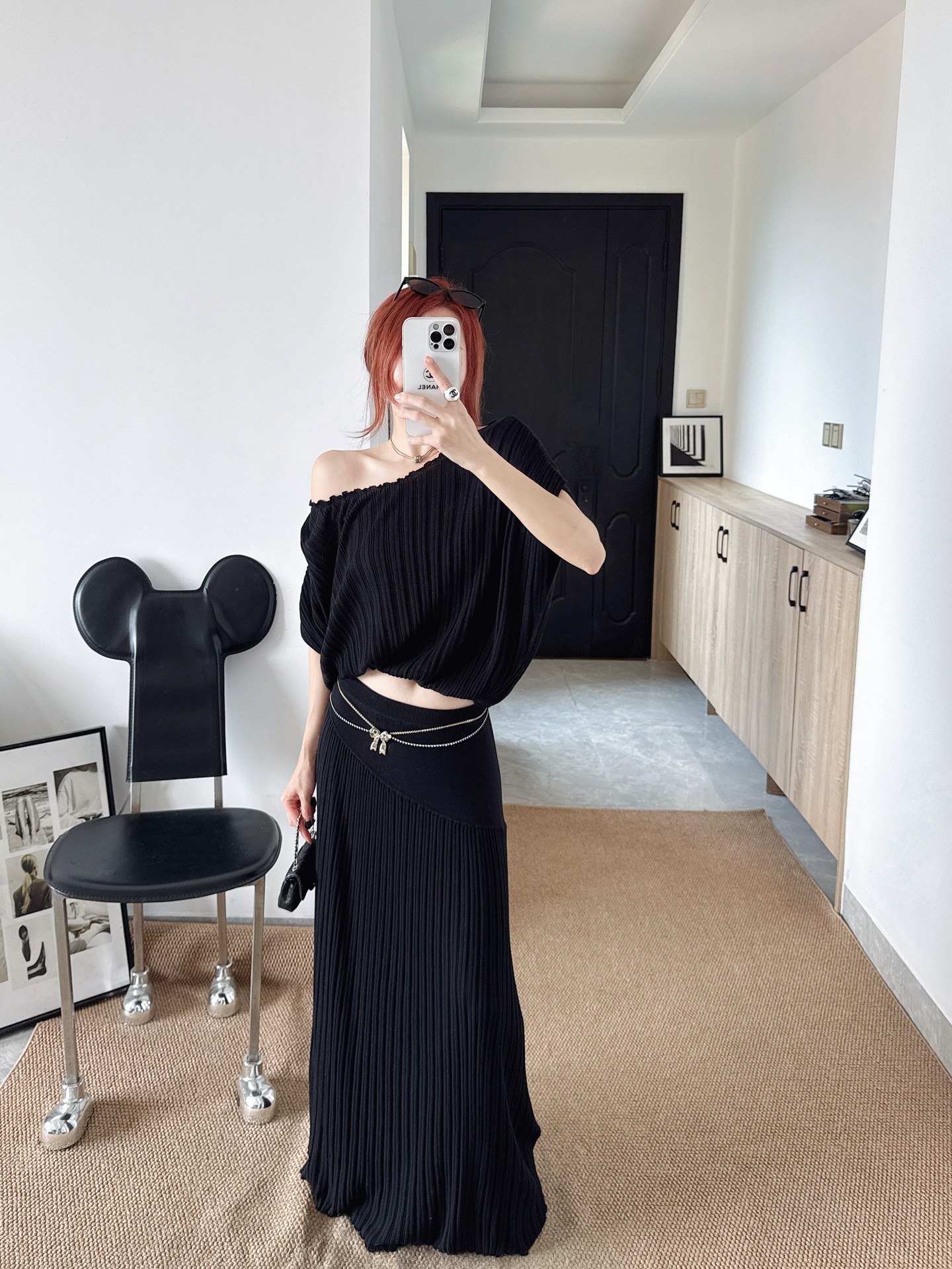 Brun 26ss knit cape knitwear skirt sets