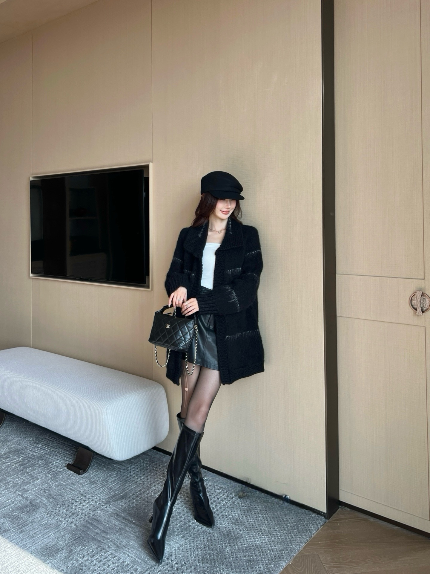 Chan 26fw mohair belted cardigan