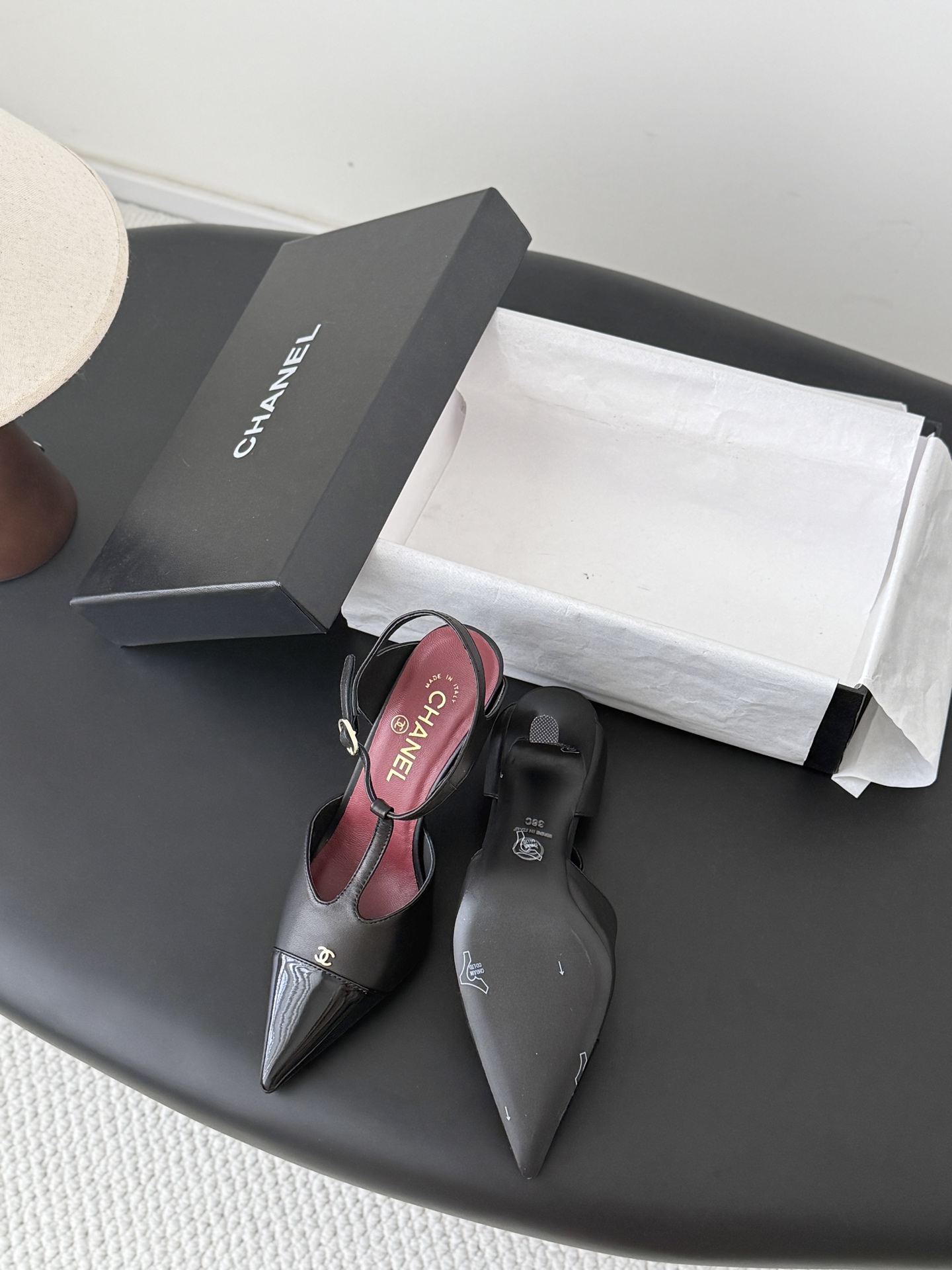 Chan 26P slingback t-strap heels