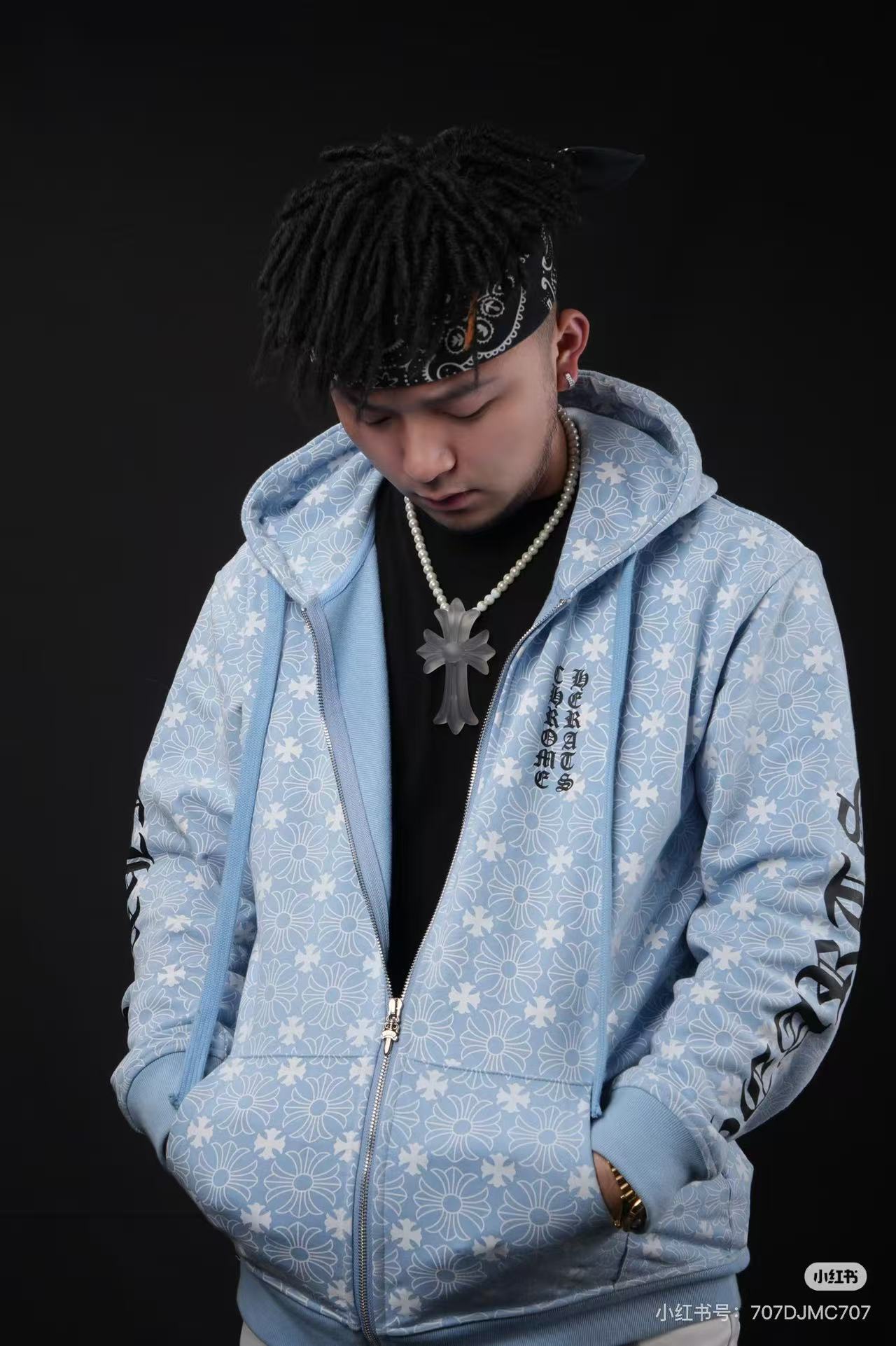 Chrome all-over zip-up jacket
