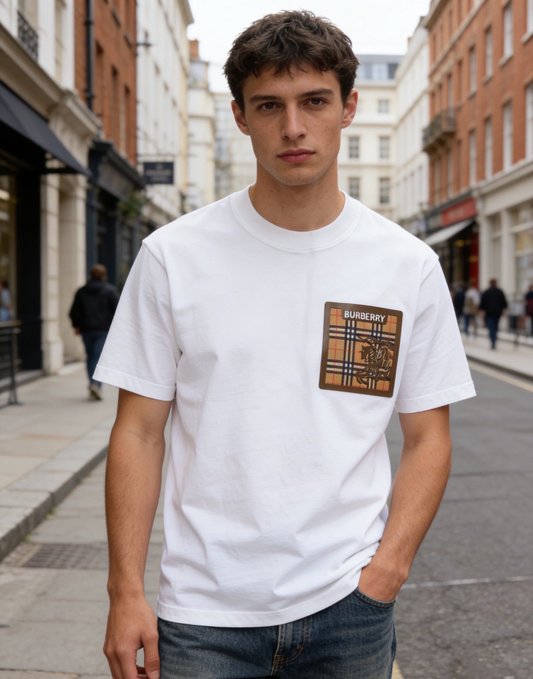 Bur plaid pocket t-shirt