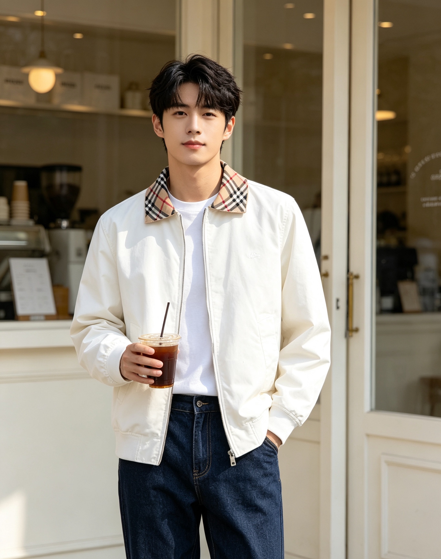 Bur plaid collared jacket