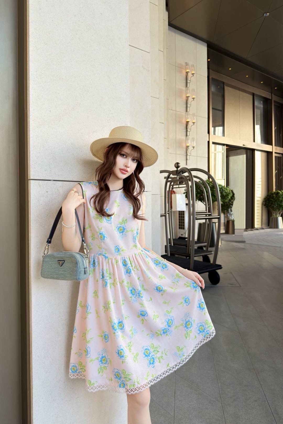Pra 26ss sleeveless print dress