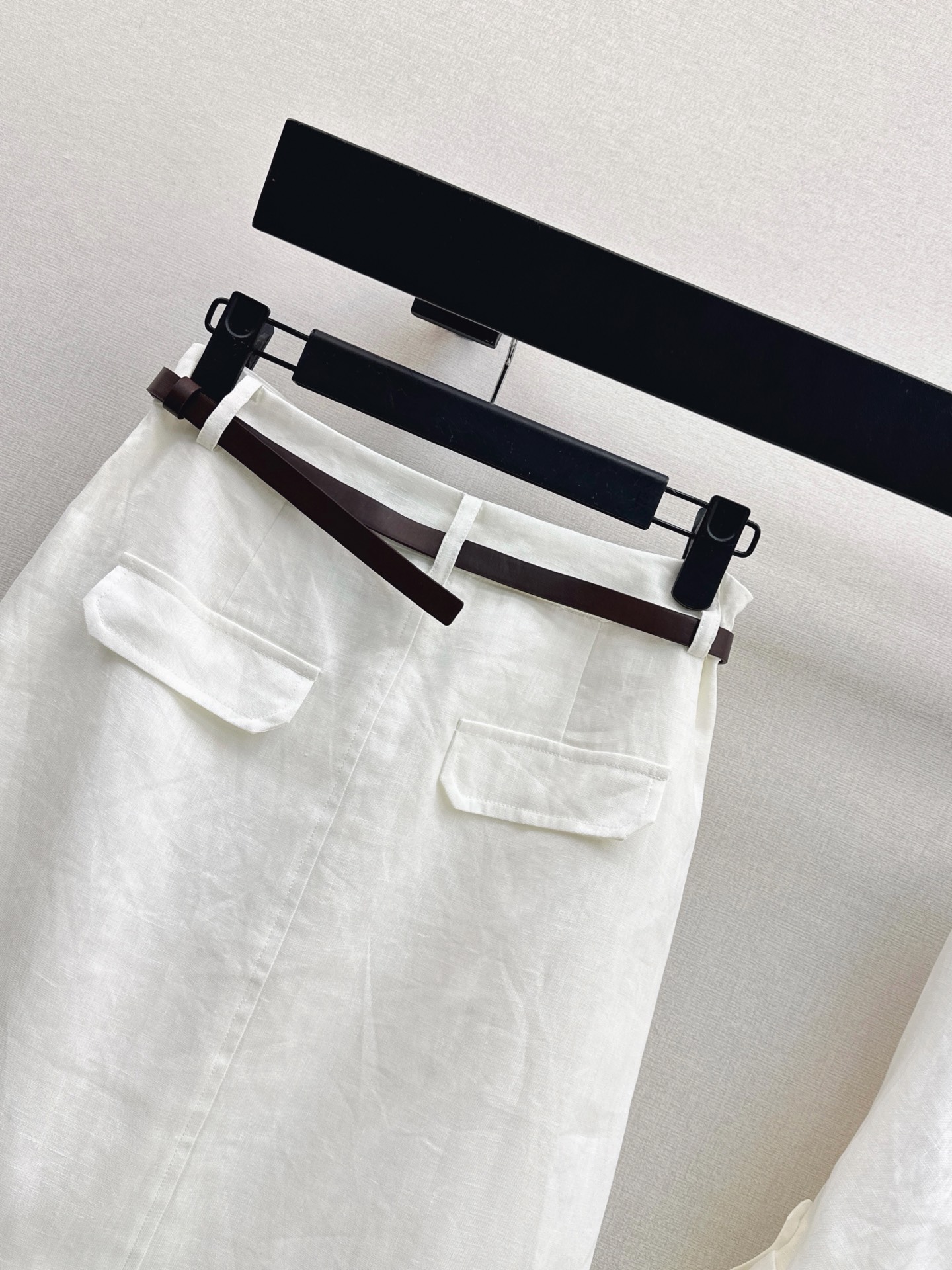 Pra 26ss linen belted skirt