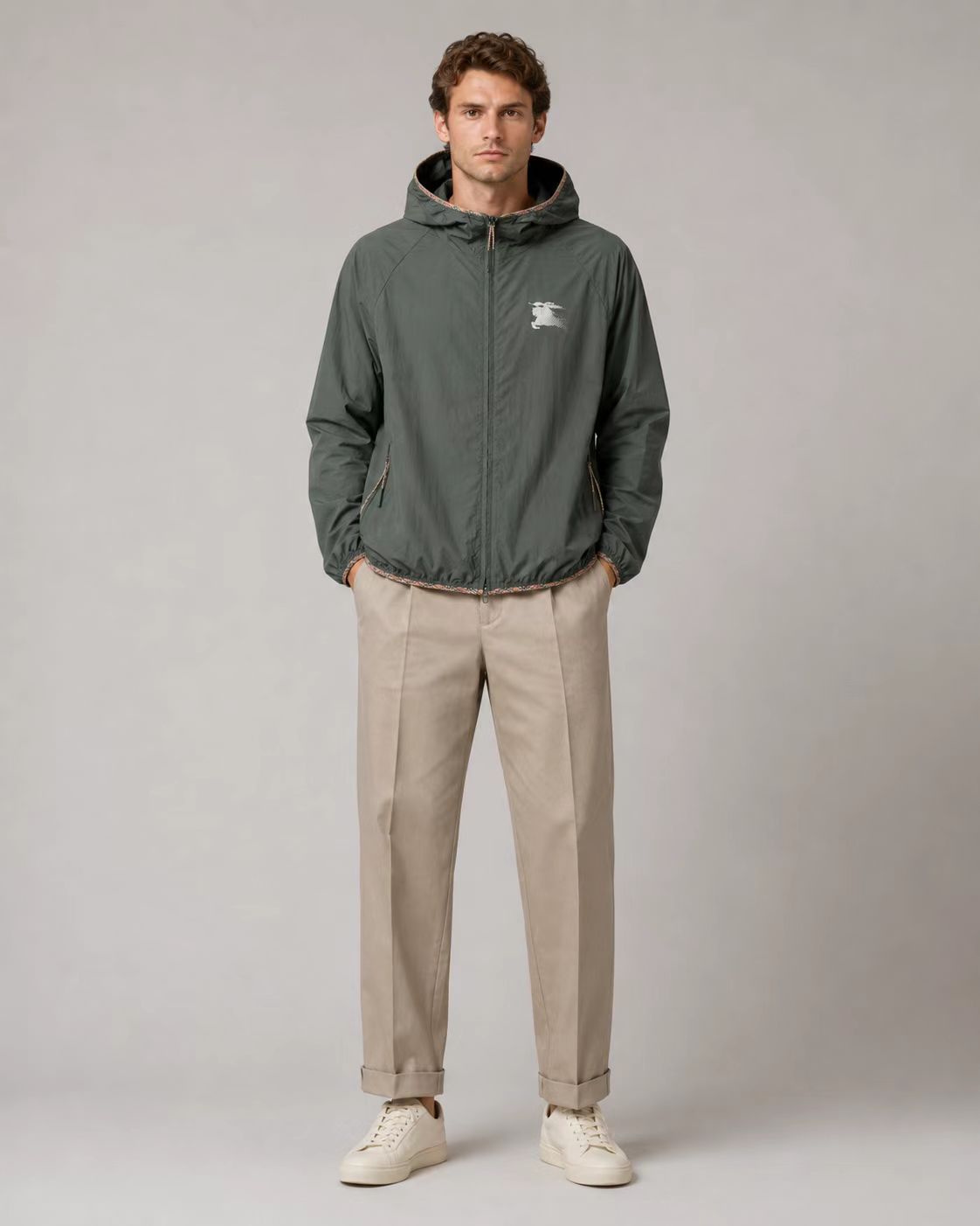 Bur plaid hooded jacket