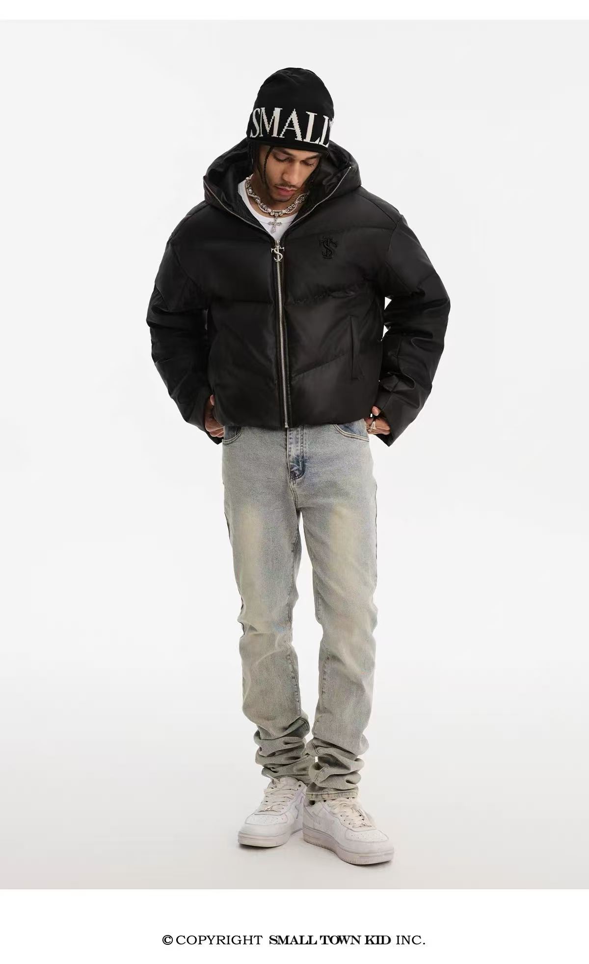 Stk embroidered down jacket