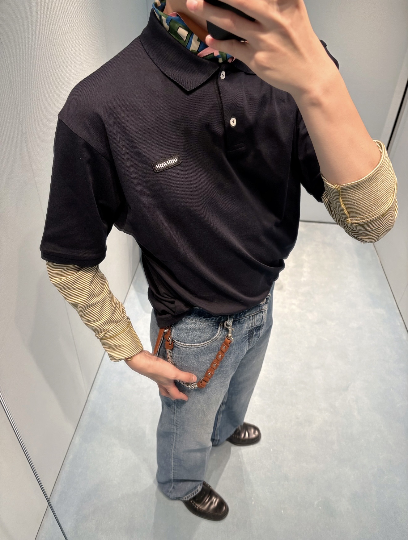 Miu two-layer polo sweatshirt