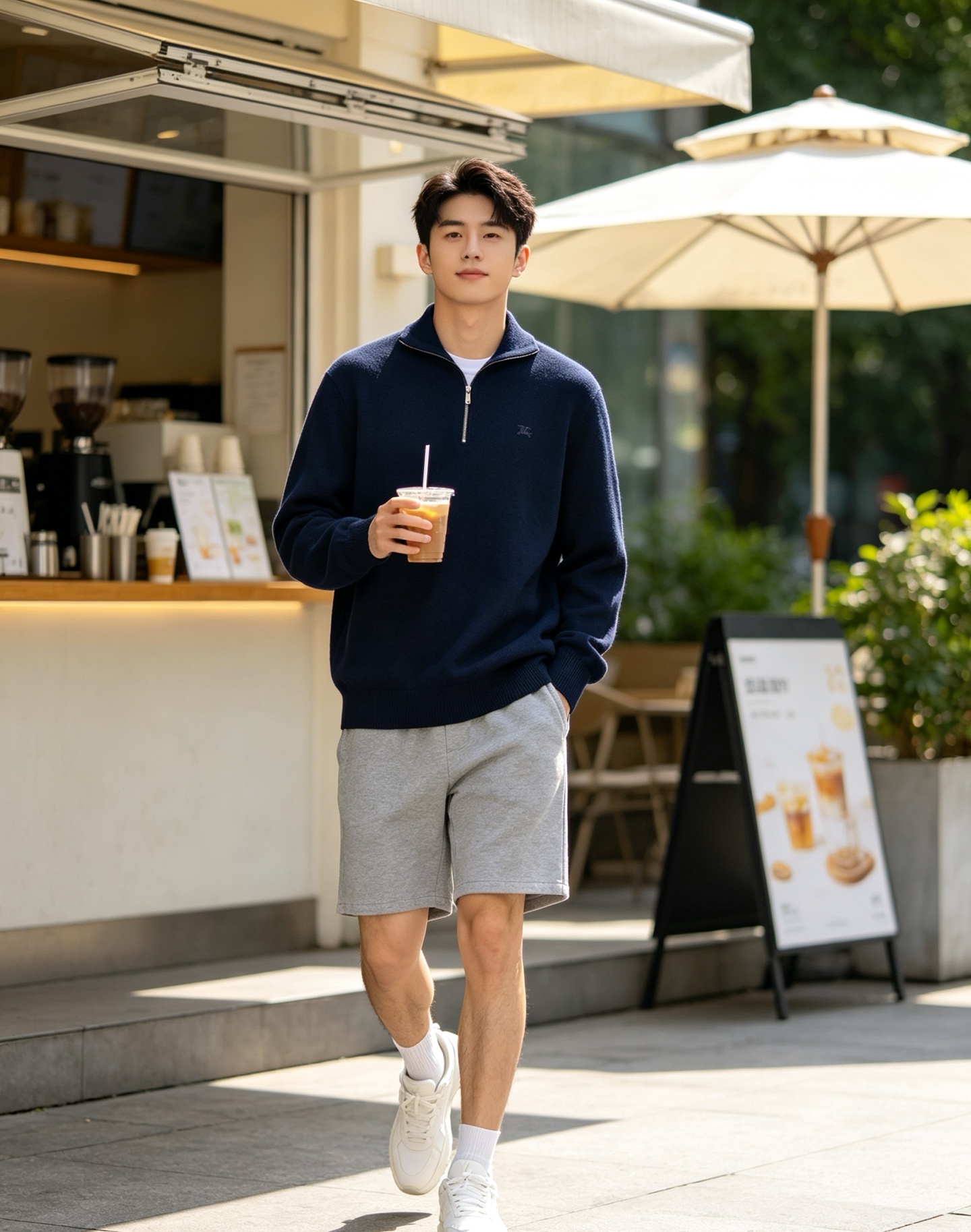 Bur half-zip knit sweater