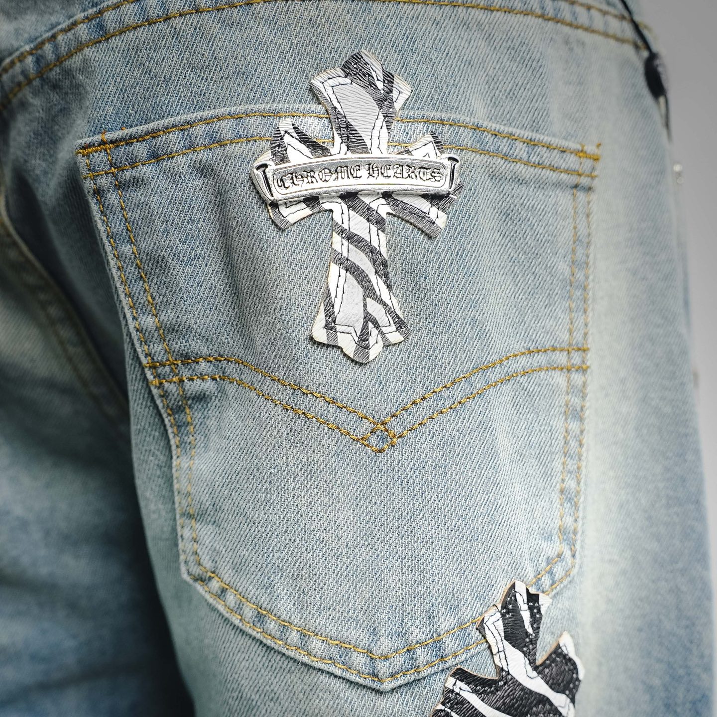Chrome cross patch jeans