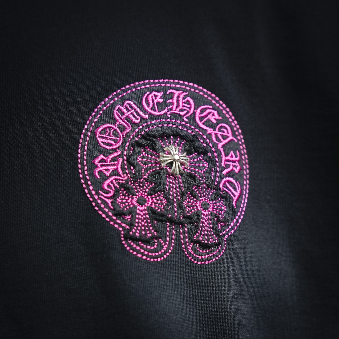 Chrome applique embroidered t-shirt