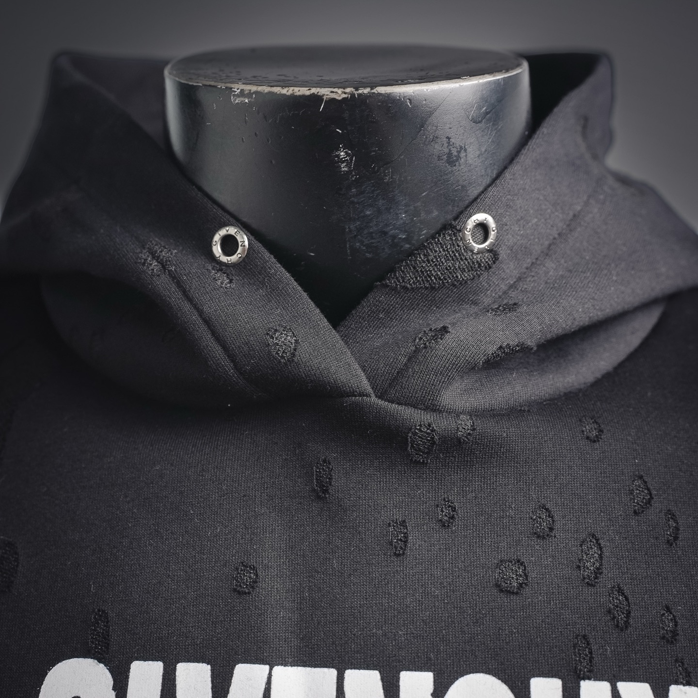 Given print ripped hoodie