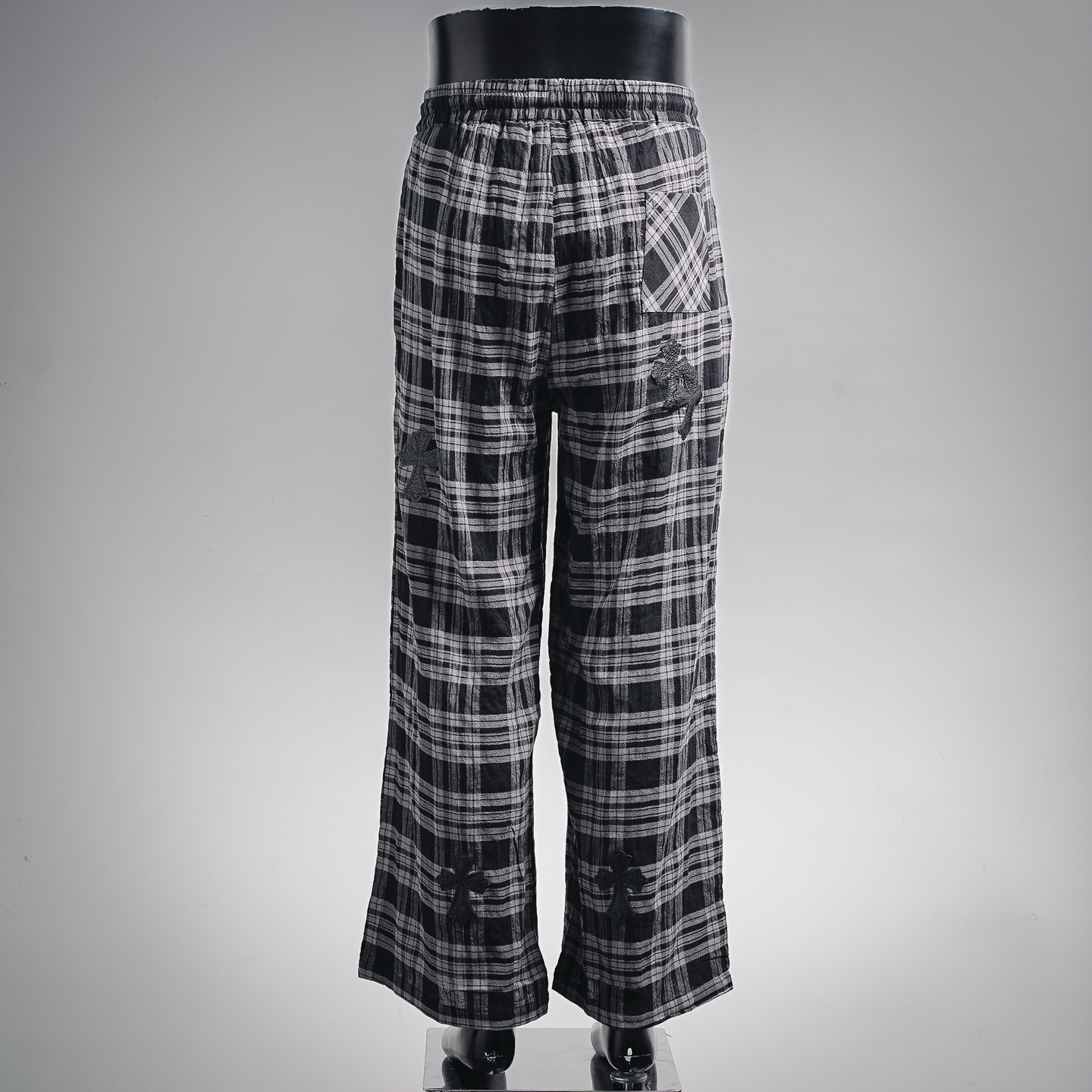 Chrome plaid loose pants