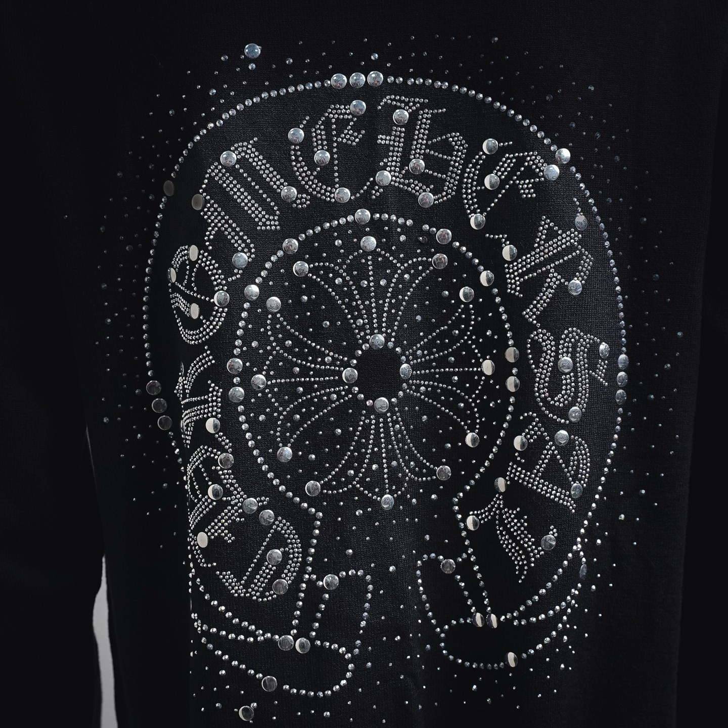 Chrome rhinestone knit sweater