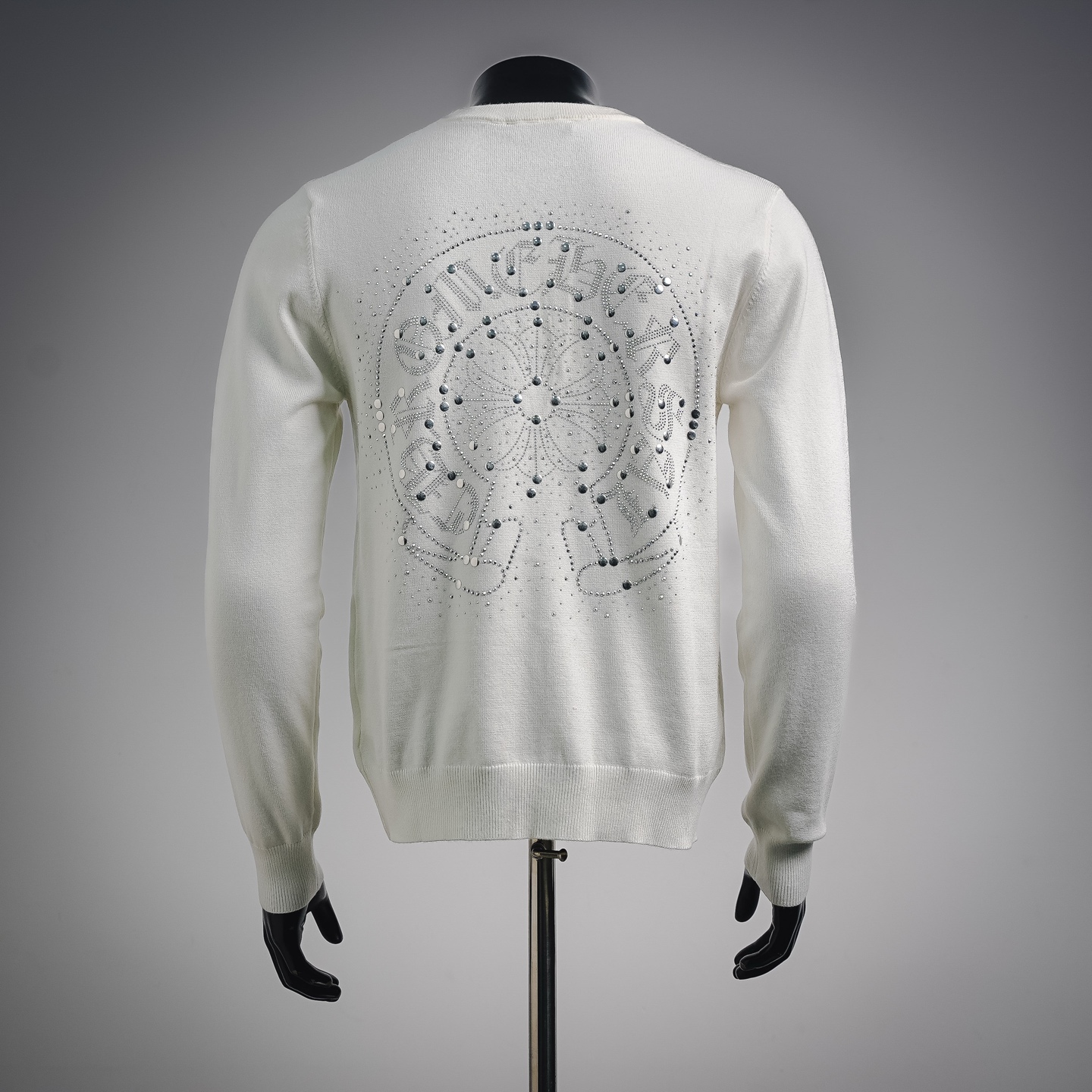 Chrome rhinestone knit sweater