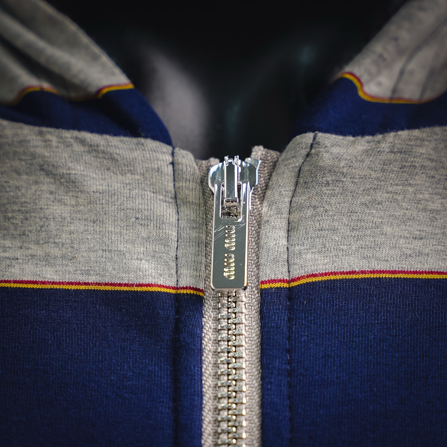 Miu striped hooded jacket