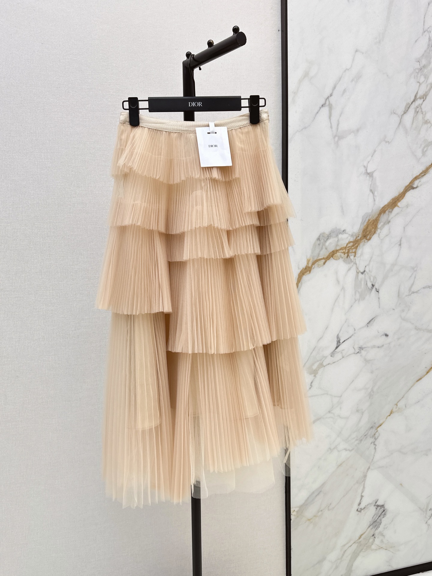 CD 26fw tiered pleated tulle midi skirt