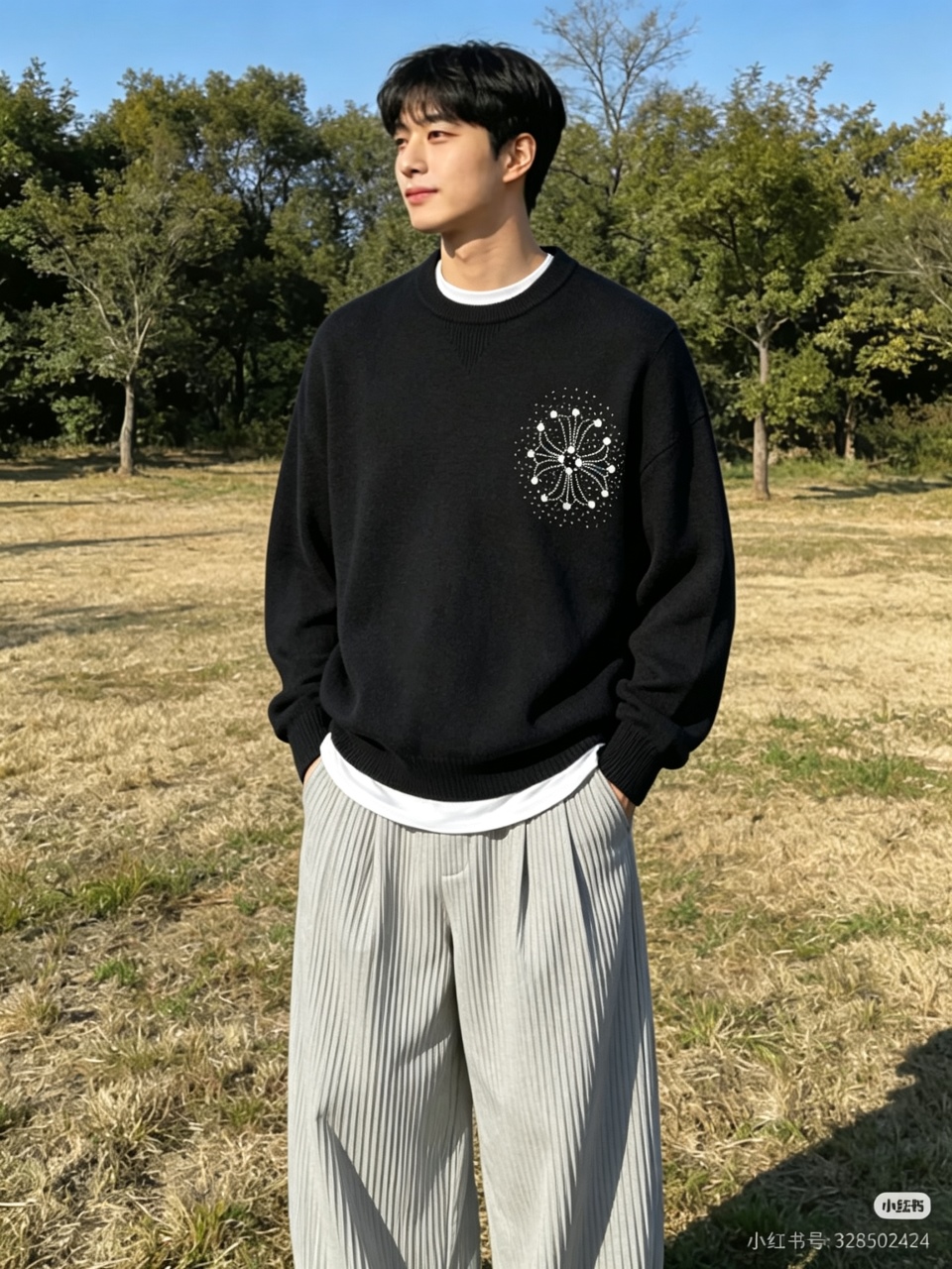 Chrome rhinestone knit sweater