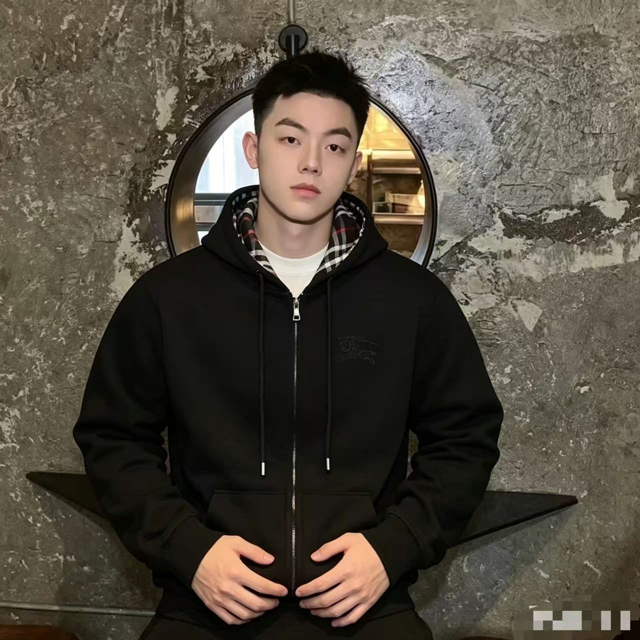 Bur zip-up embroidered hoodie