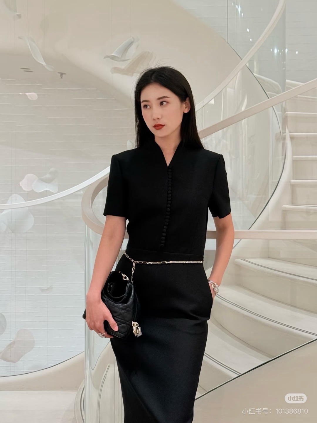 CD 26fw stand collar dress