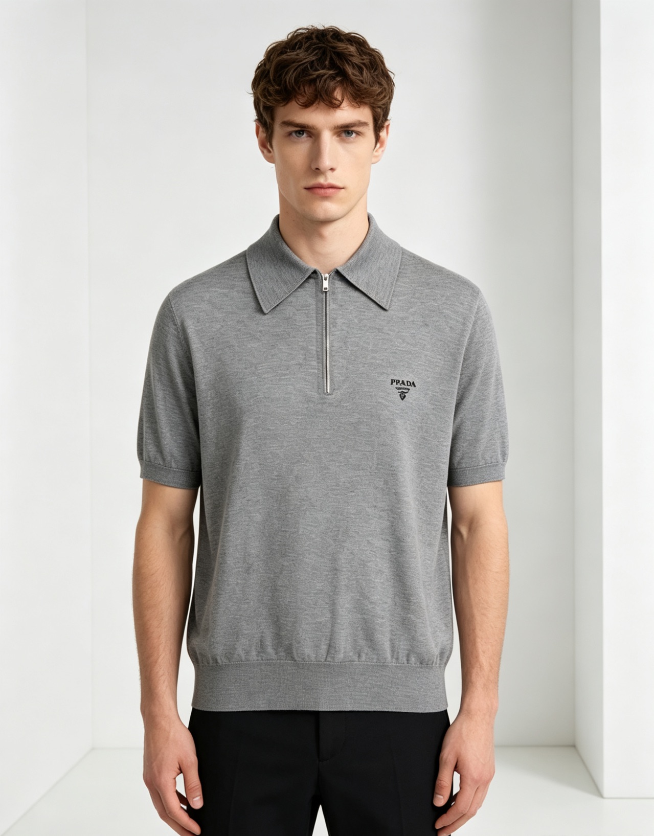 Pra embroidered zip-up Polo