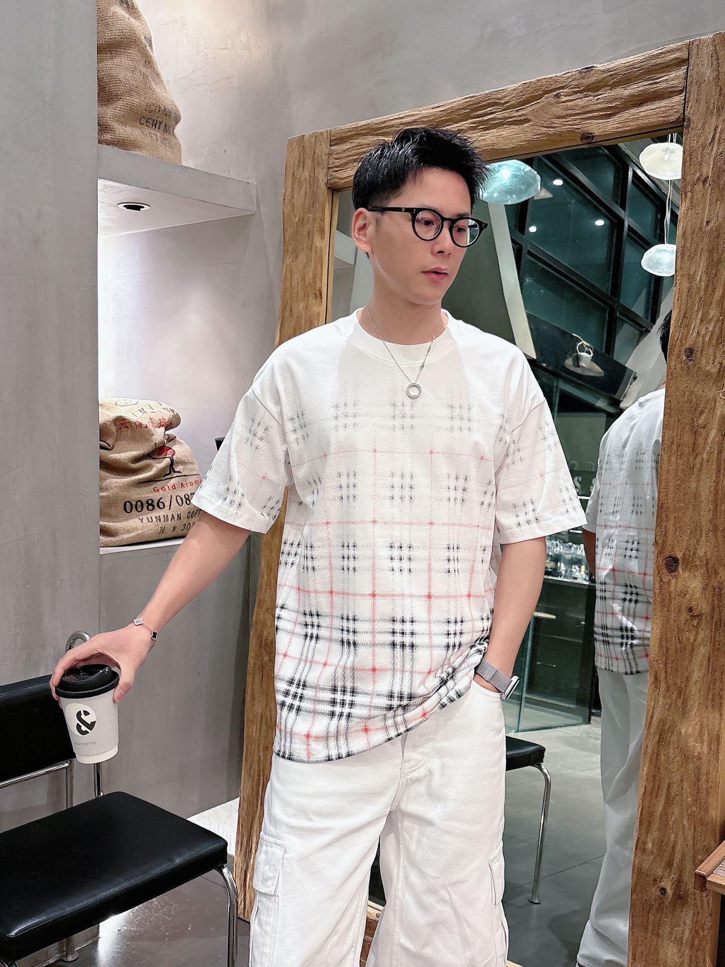 Bur gradient plaid t-shirt