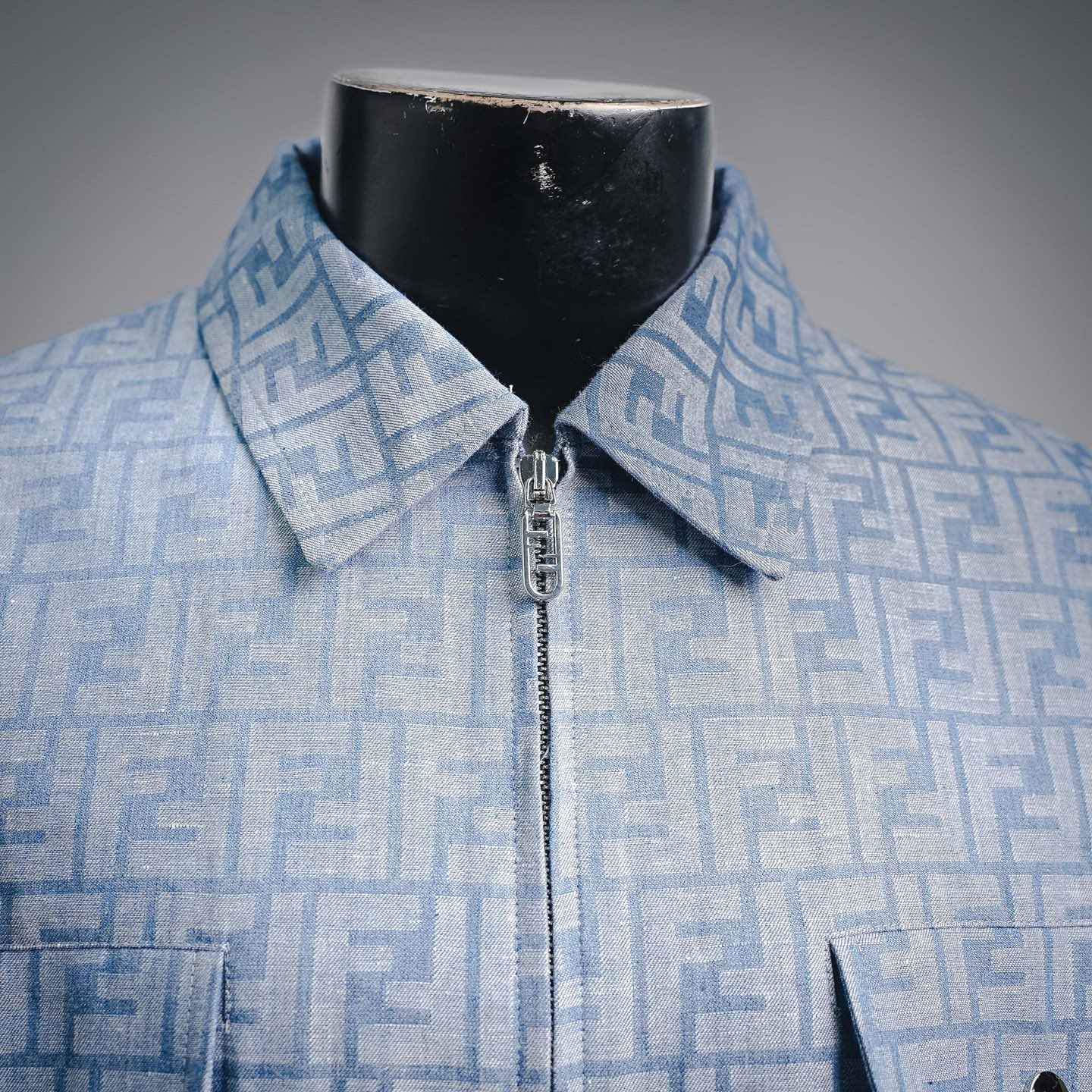 Fend collared zip-up jacket