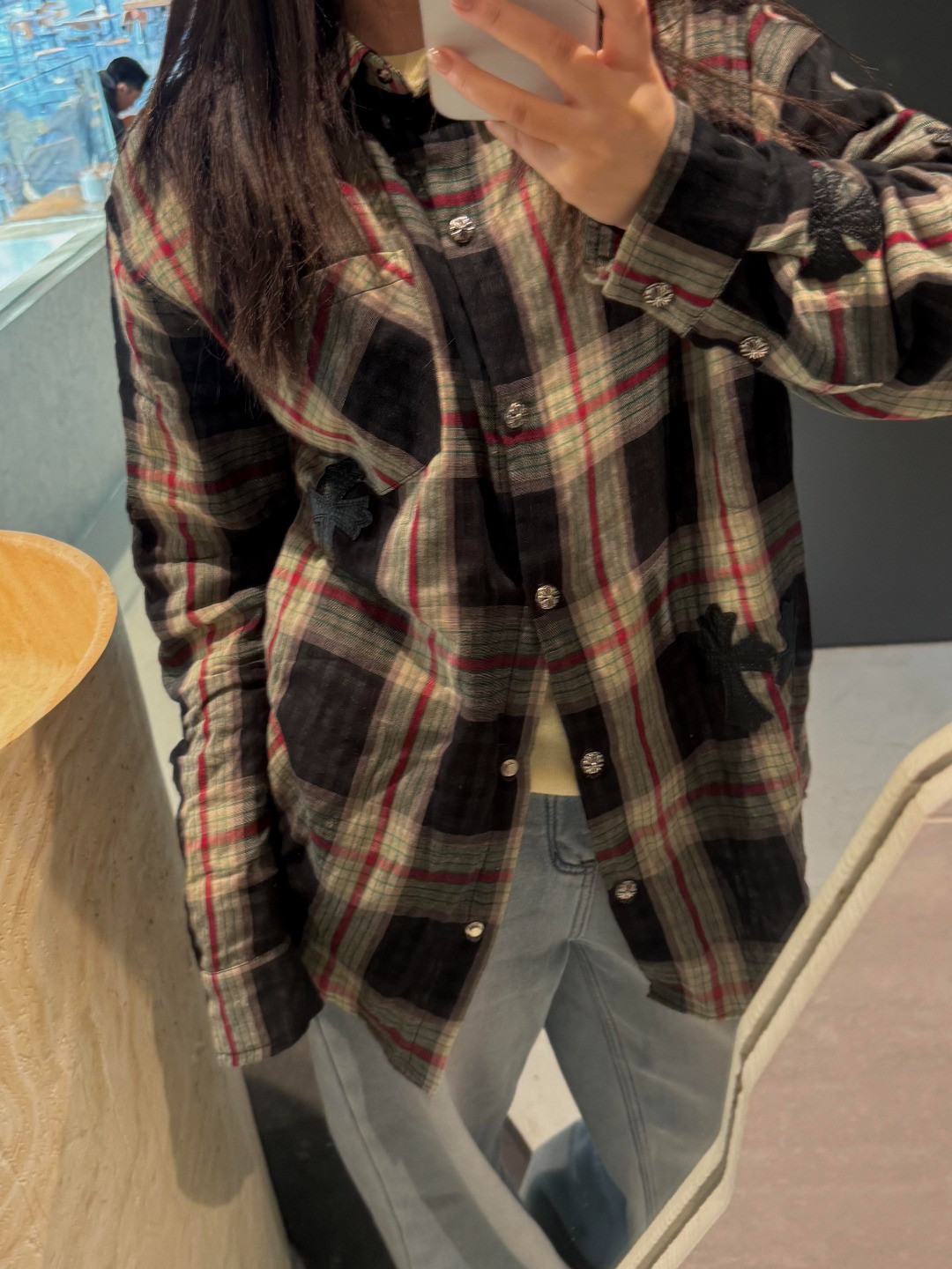 Chrome plaid long-sleeve shirts