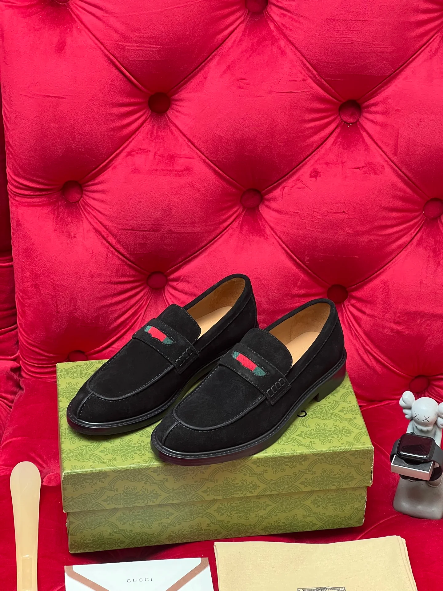 Guc suede penny loafers