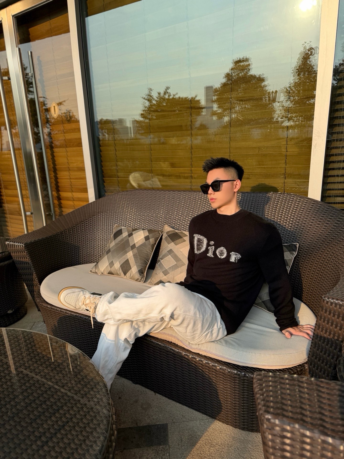 CD knit jacquard sweater