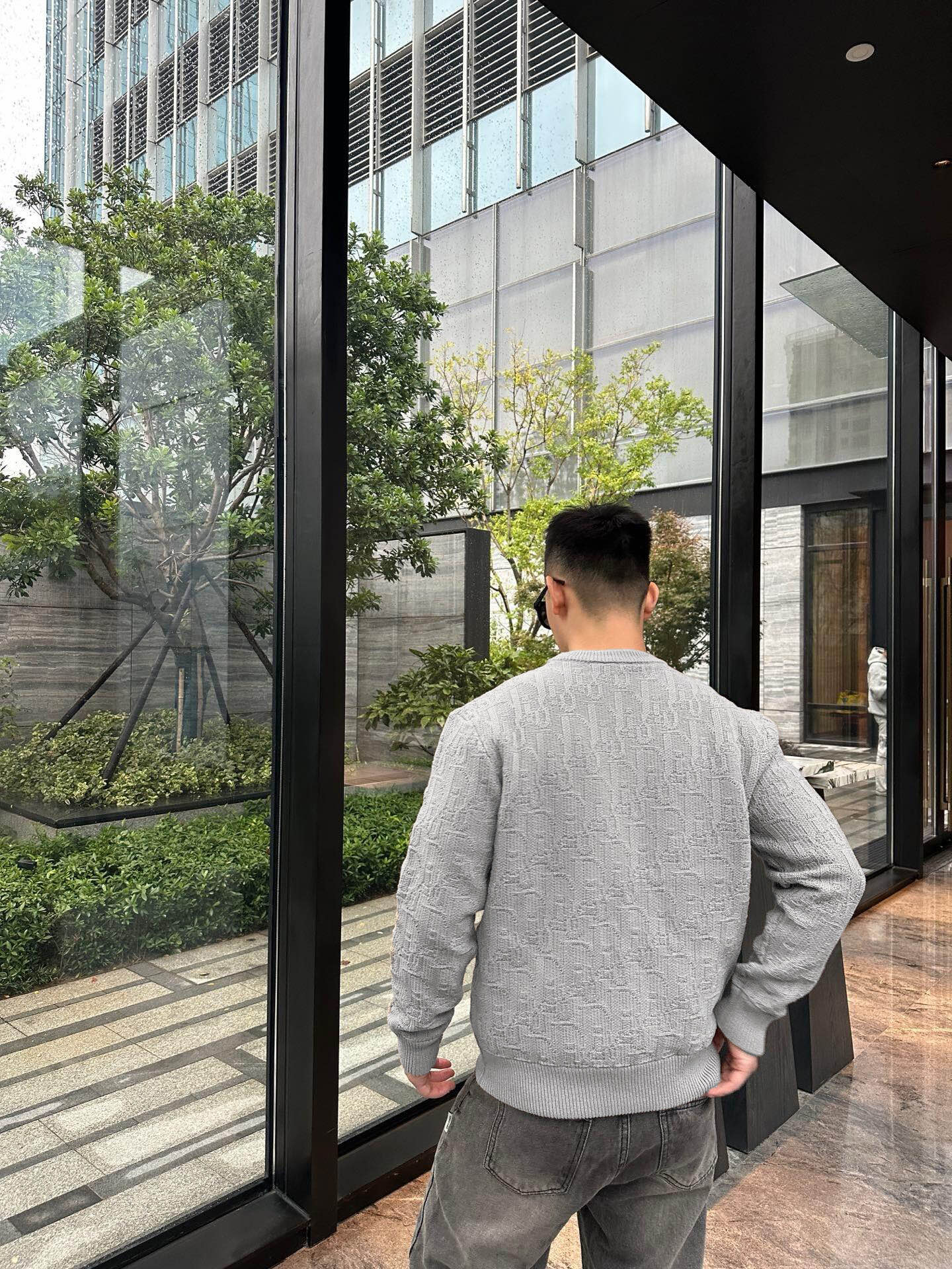 CD jacquard knit sweater