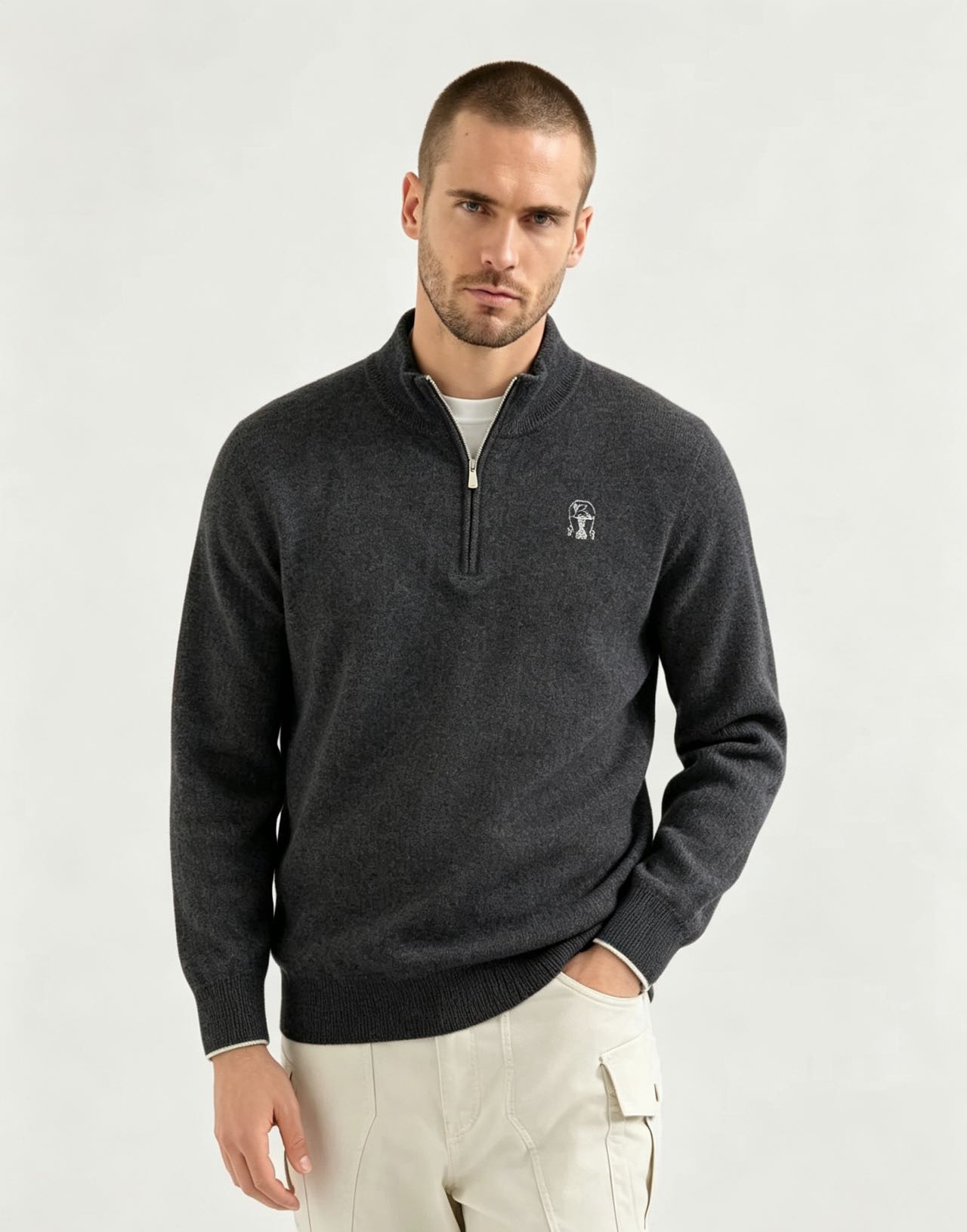 Brunello zip knit sweater