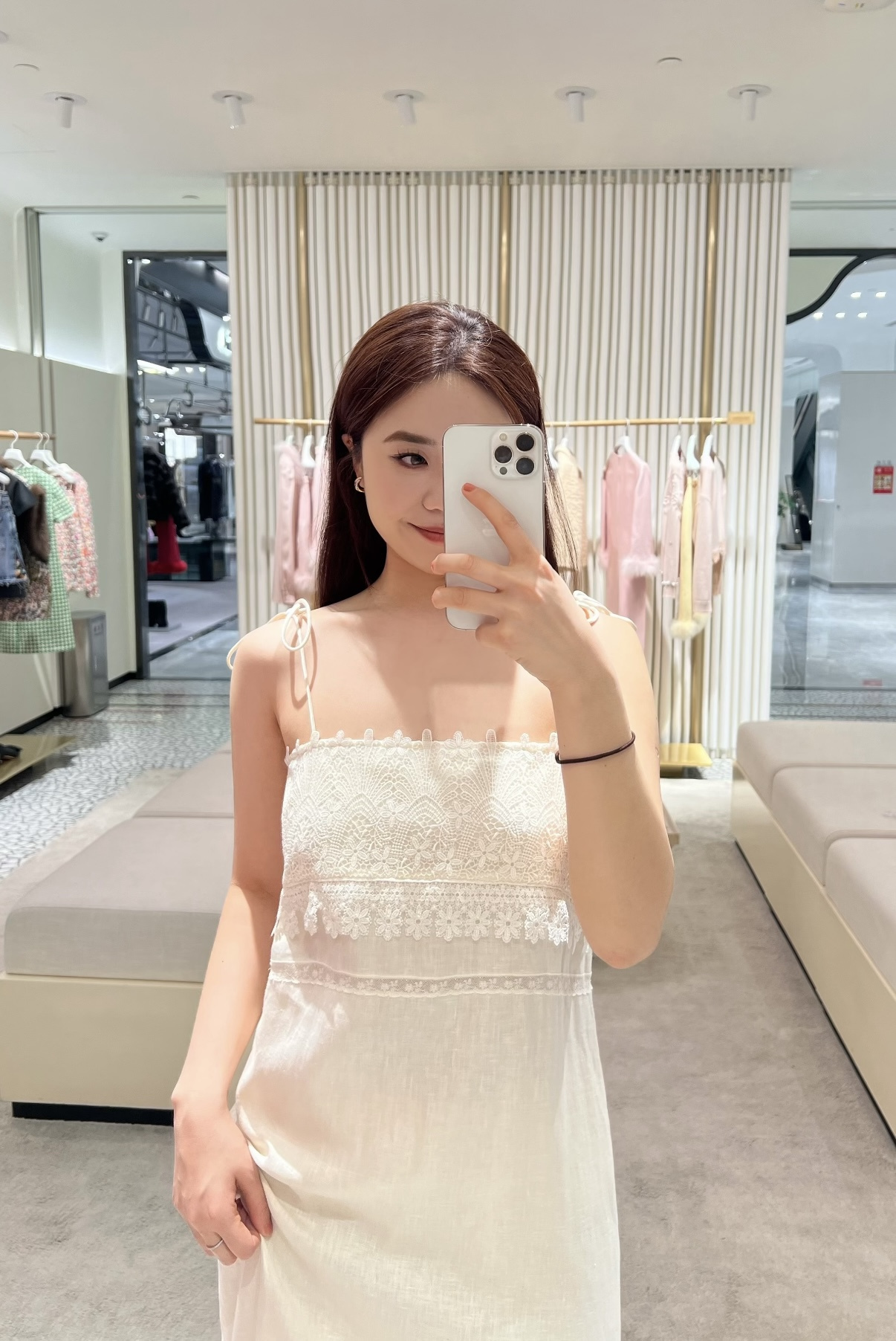 Valen 26ss lace panel slip dress