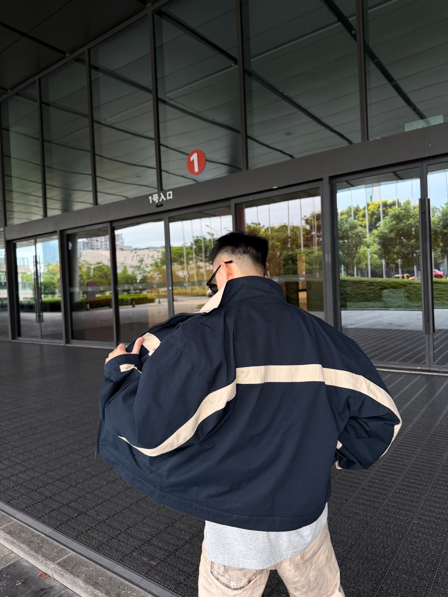 Saint embroidered splicing jacket