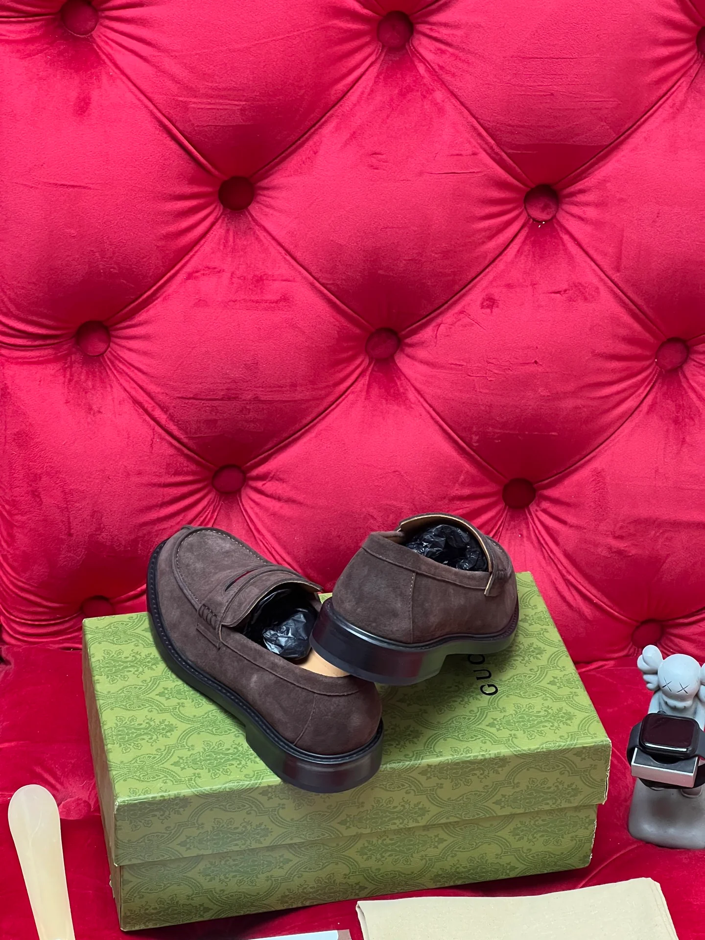 Guc suede penny loafers