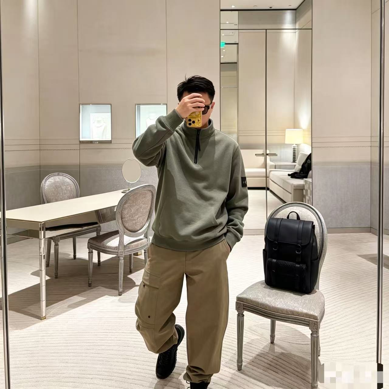 Stone zip-up sweatshirt
