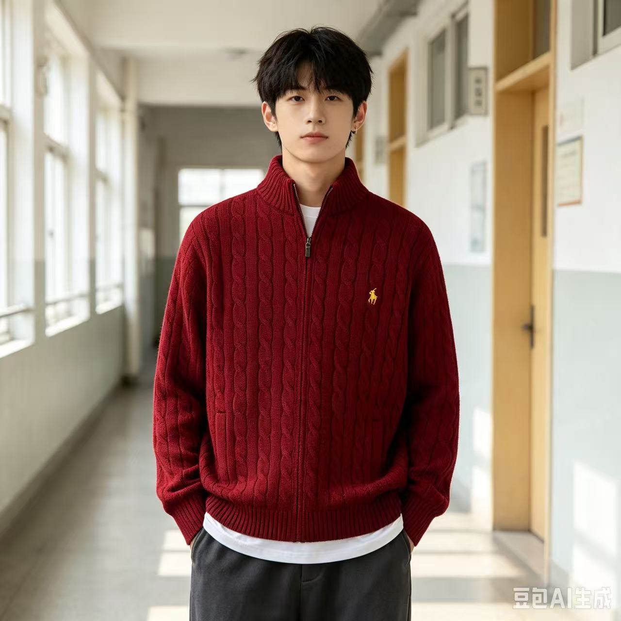Ralph knit sweater zip-up coat