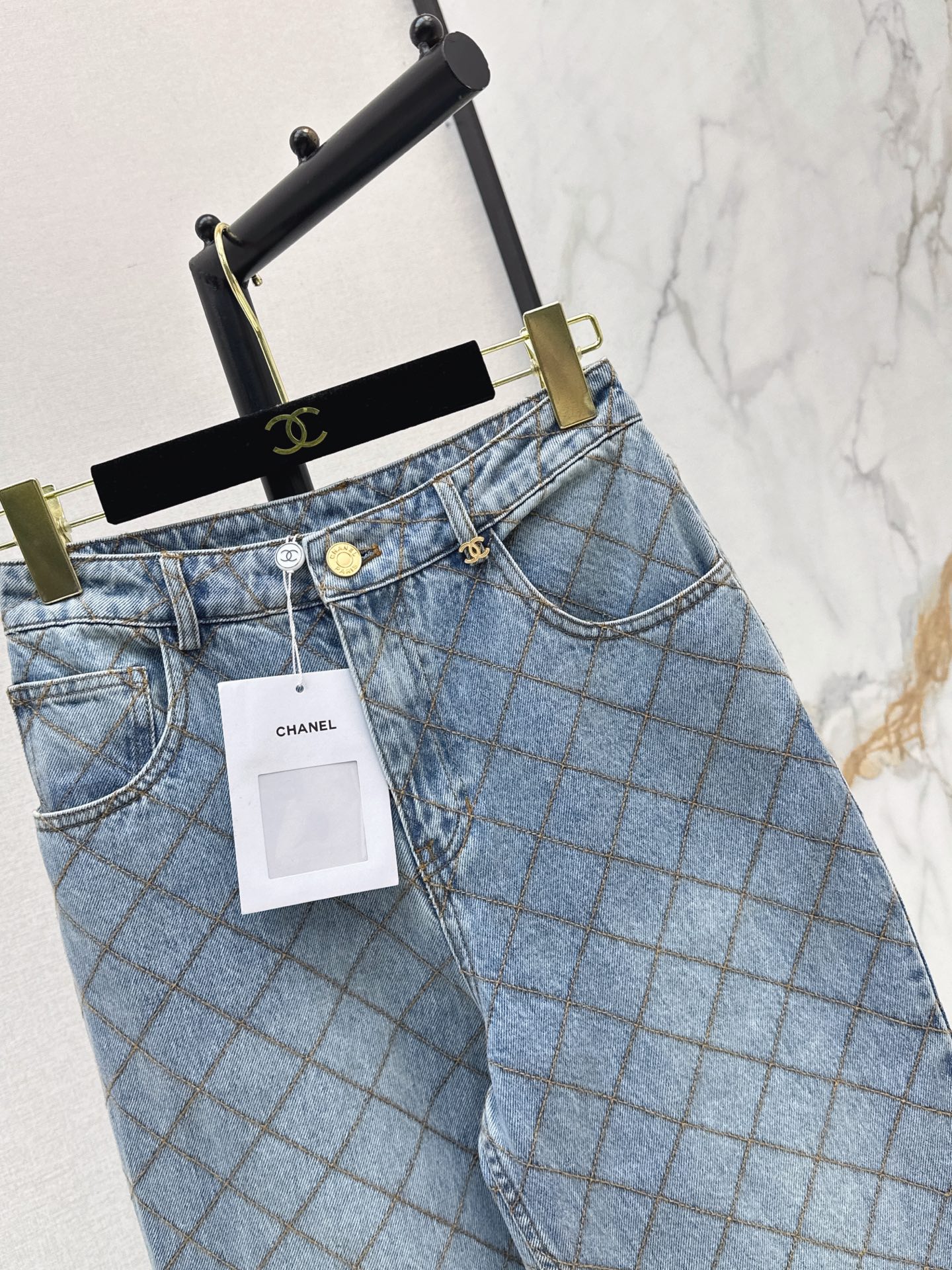 Chan 26fw diamond pattern jeans