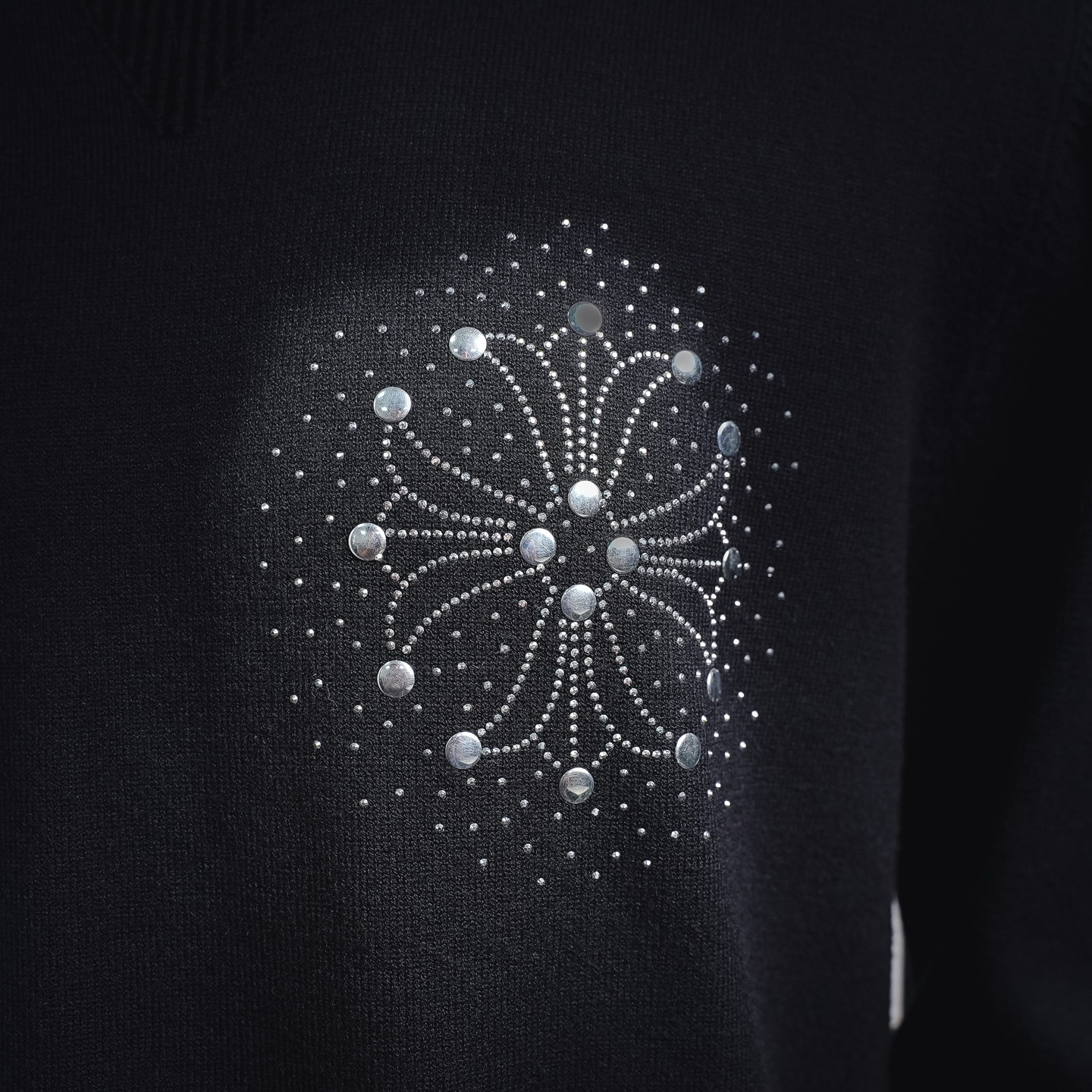 Chrome rhinestone knit sweater