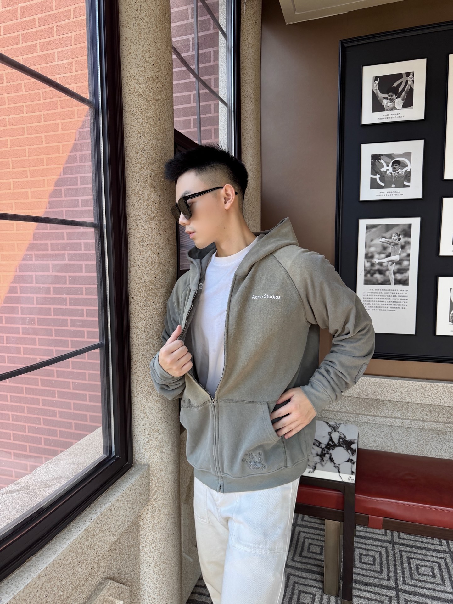 Acne distressed hooded jacket
