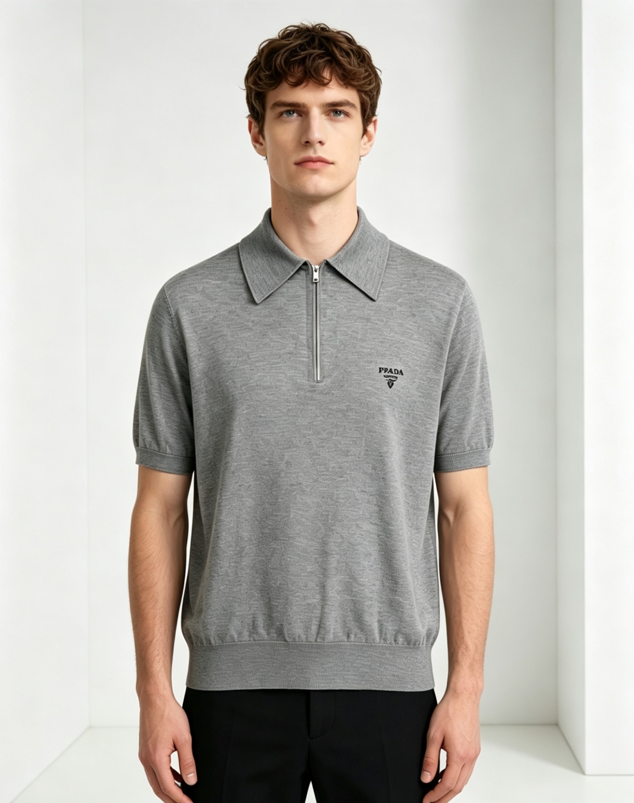 Pra embroidered zip-up Polo
