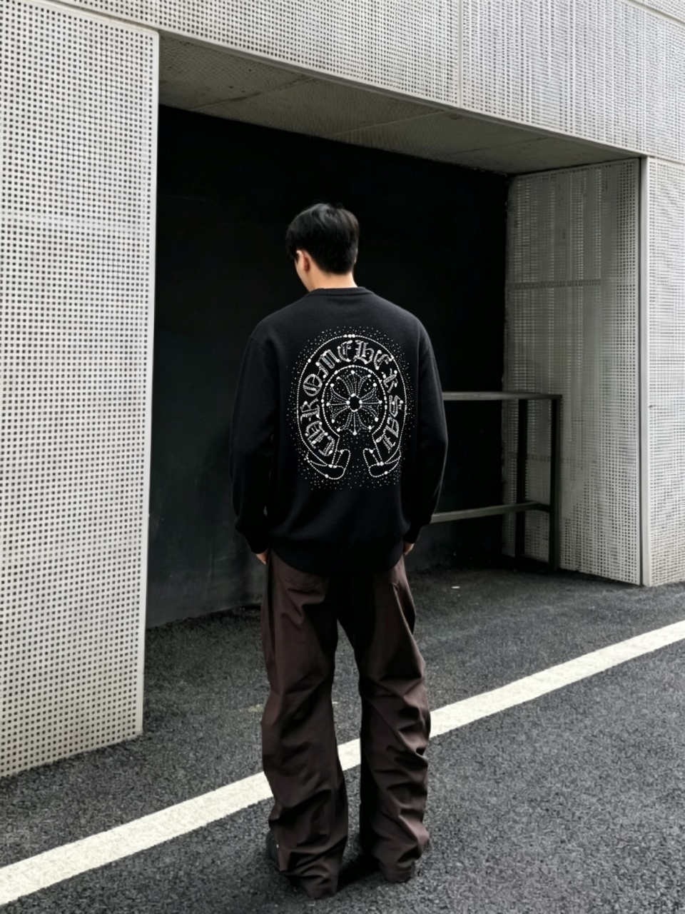 Chrome rhinestone knit sweater