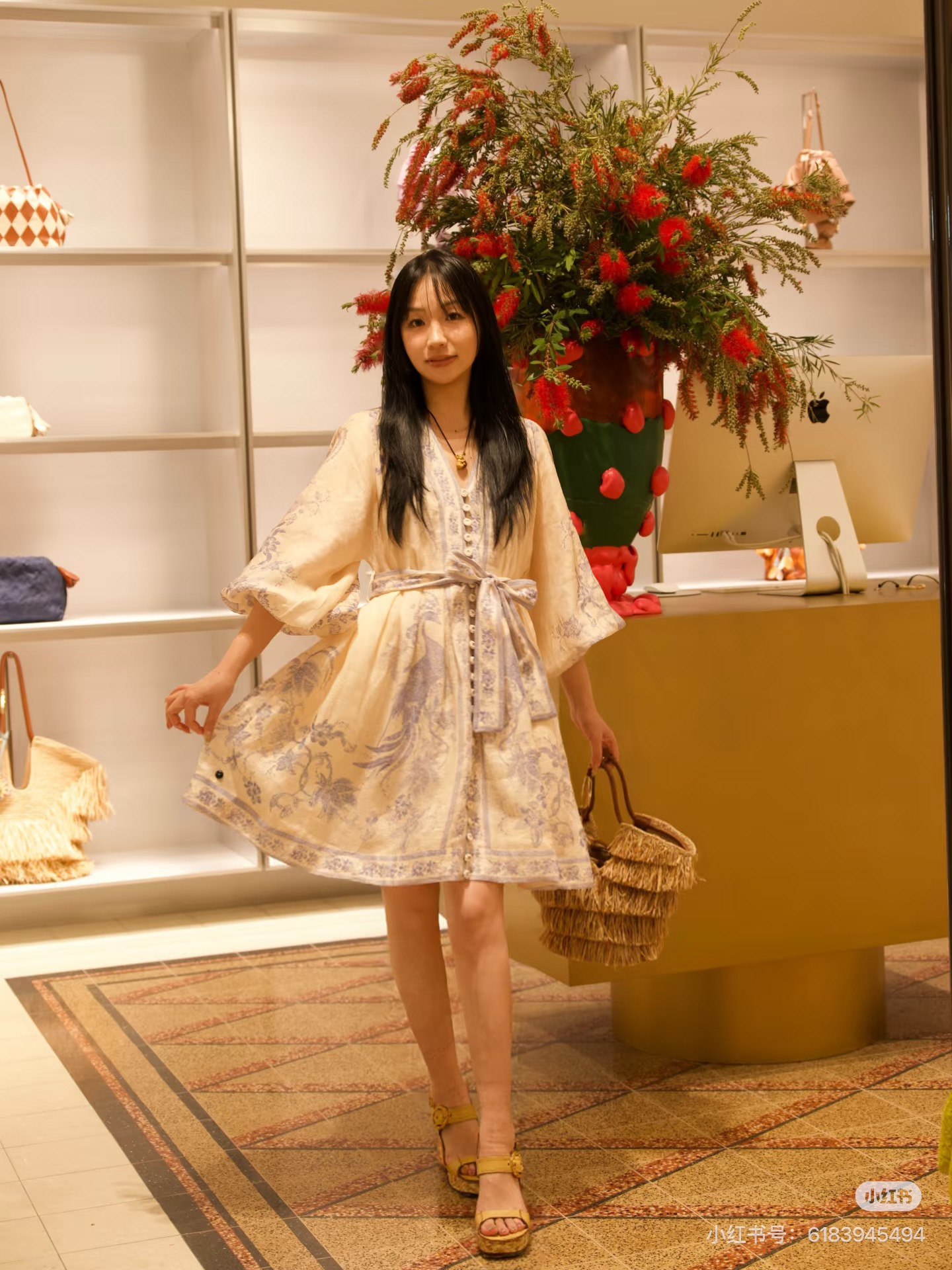 Zimm 26ss print linen dress