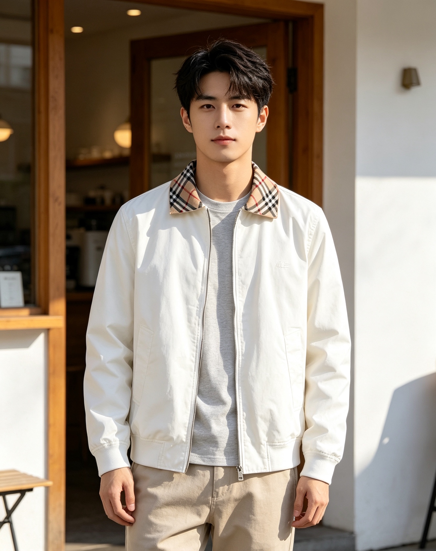 Bur plaid collared jacket
